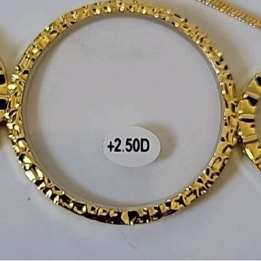 Neckglasses features gold